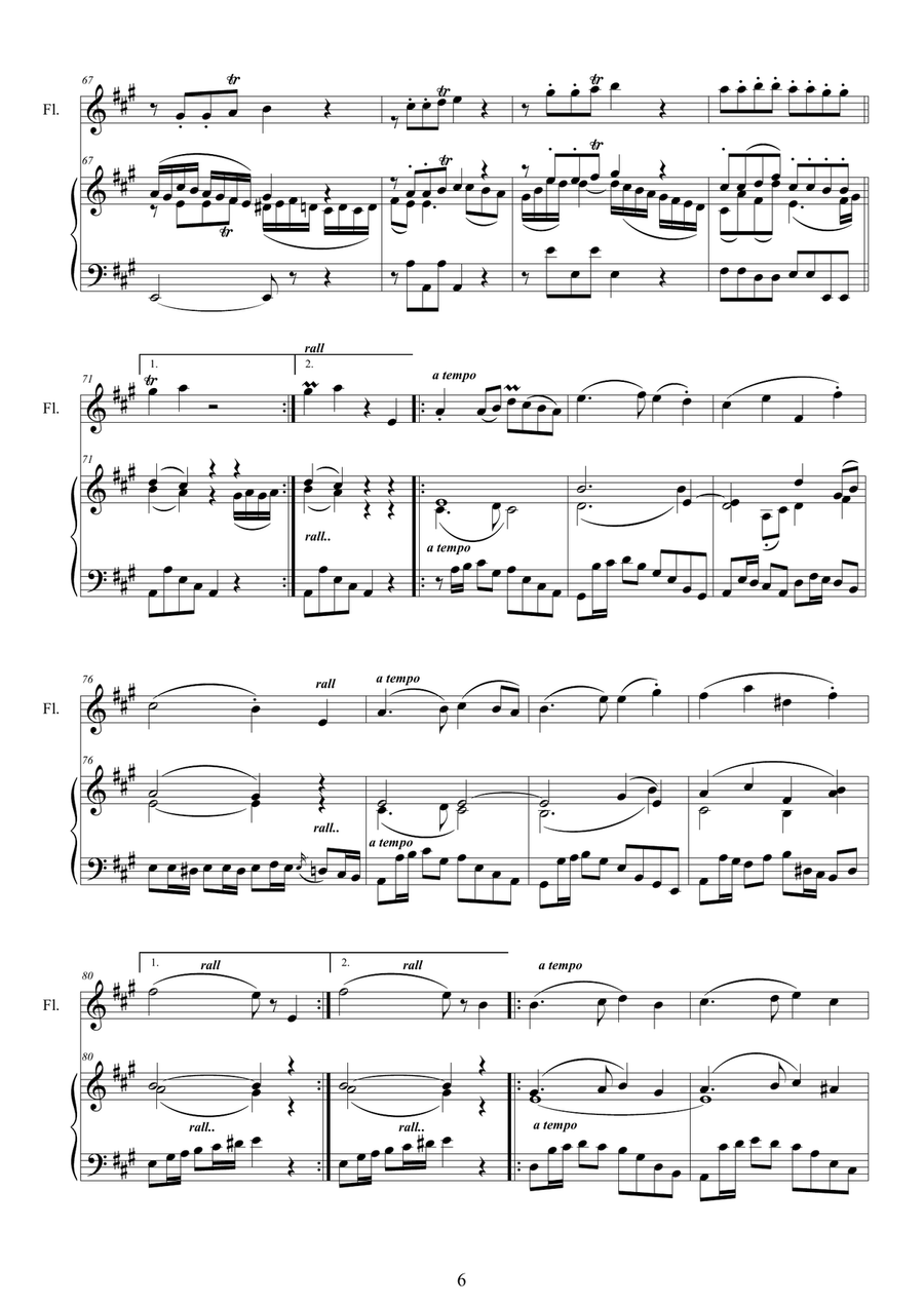 Mozart - Flute quartet in A K.298 - Version for Flute and piano Flute Solo scores gallery preview page 6