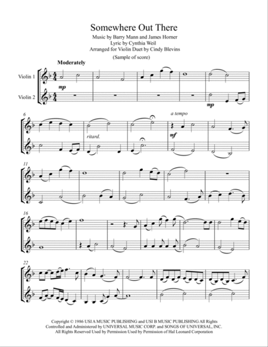 Somewhere Out There String Duet scores gallery preview page 2