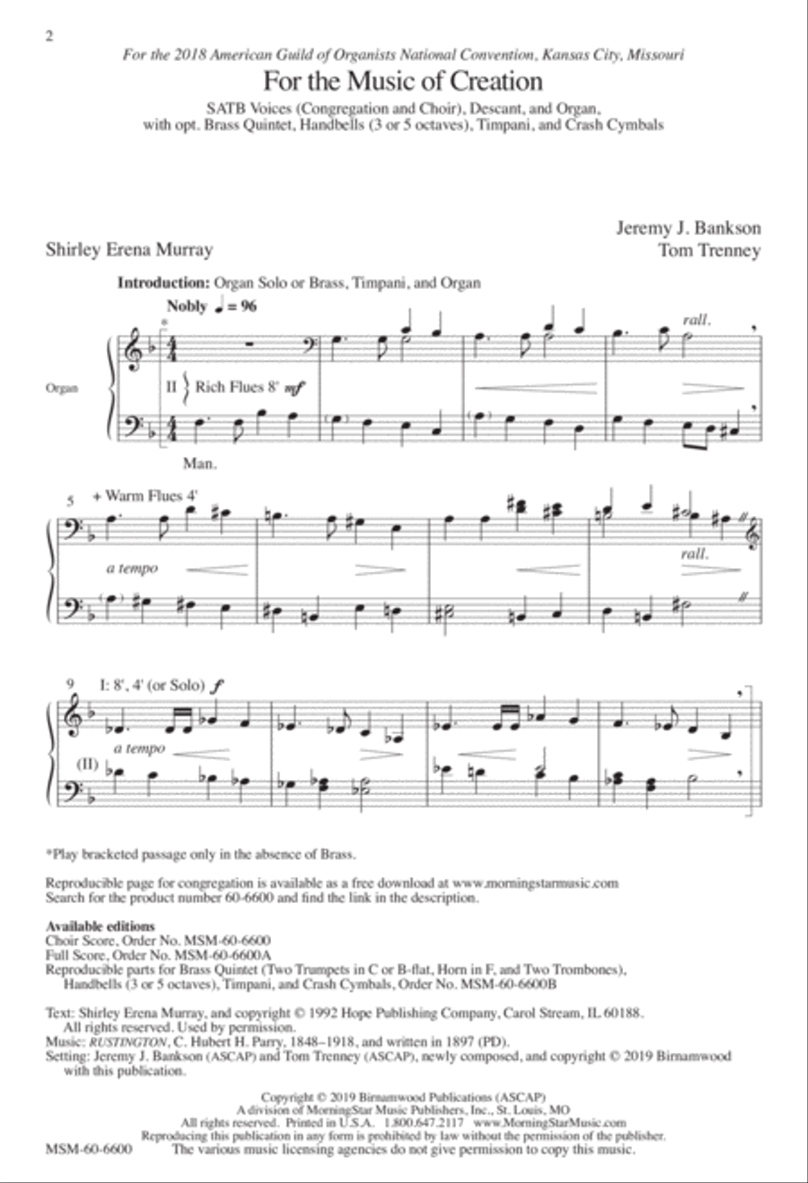 For the Music of Creation 4-Part scores gallery preview page 1