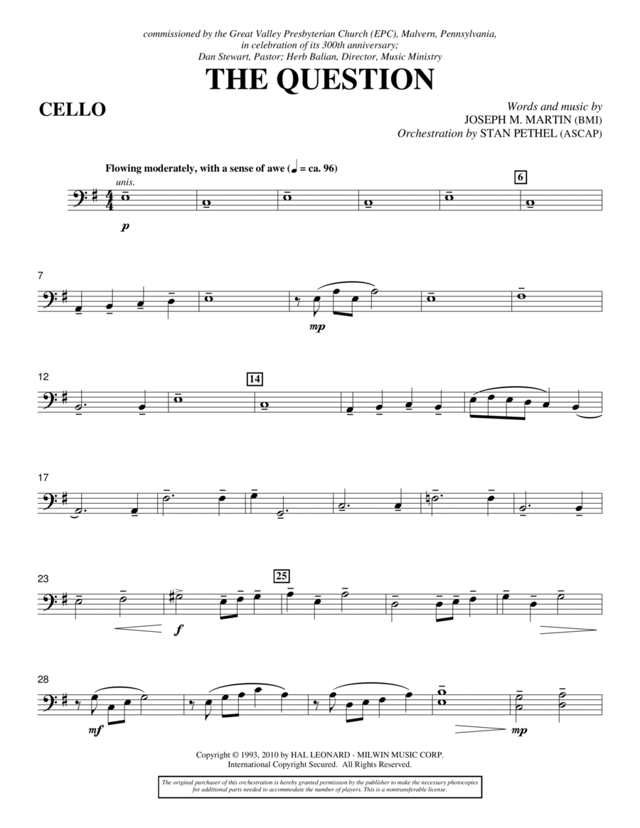 The Question - Cello The Question - Cello Choir scores gallery preview page 1