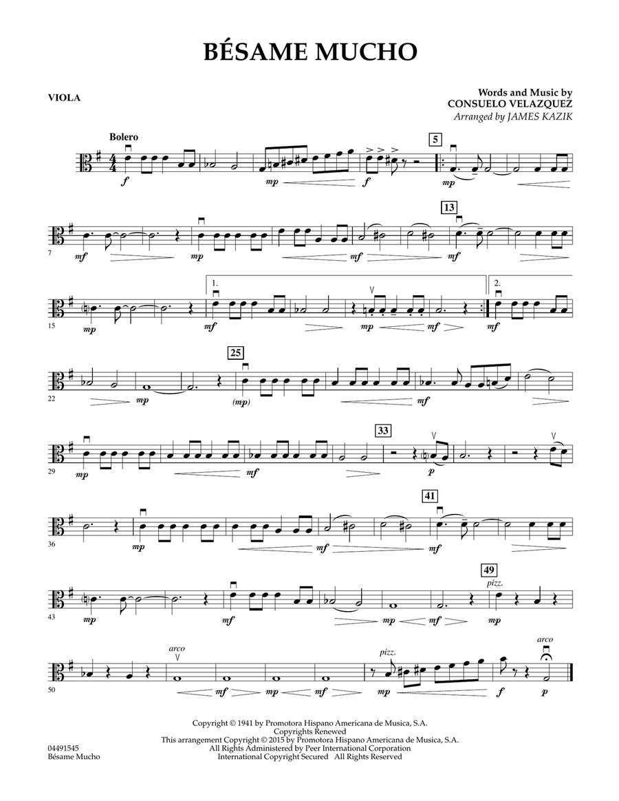 Besame Mucho - Viola Orchestra scores gallery preview page 1