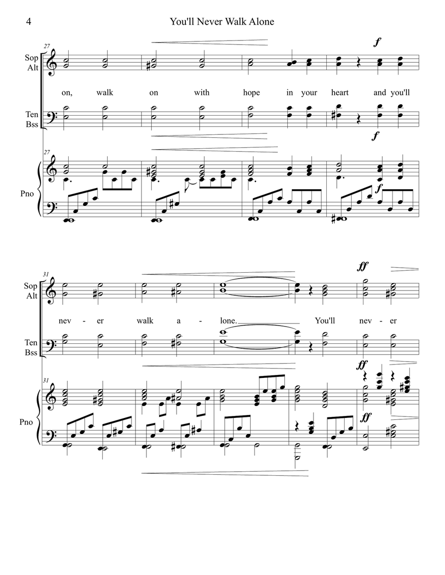 You'll Never Walk Alone 4-Part scores gallery preview page 4