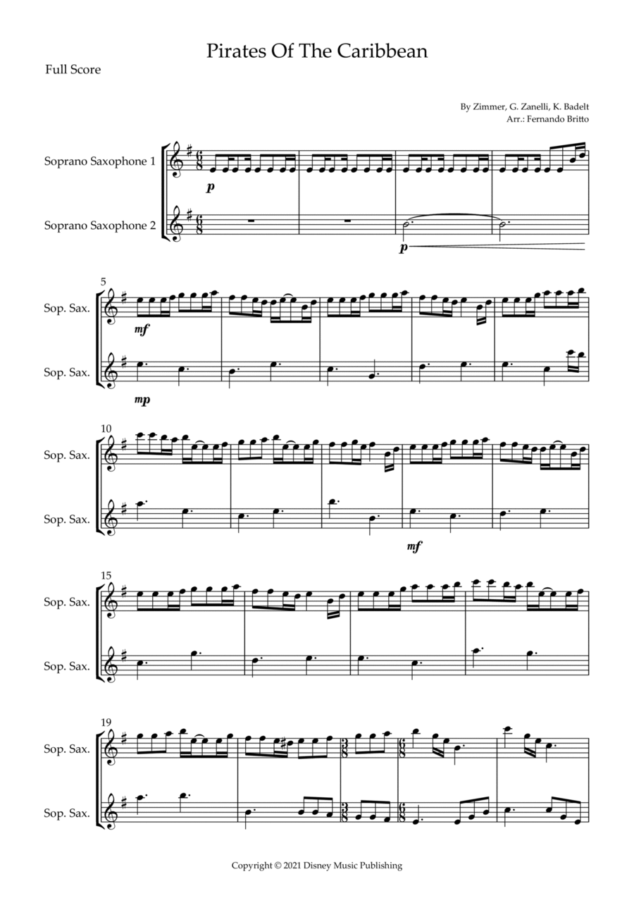 Pirates Of The Caribbean Woodwind Duet scores gallery preview page 1