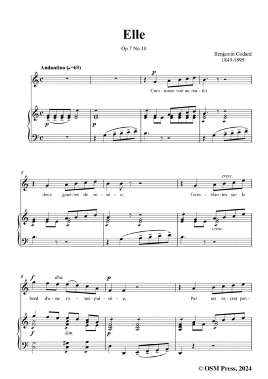 B. Godard-Elle,Op.7 No.10,from '12 Morceaux pour chant et piano,Op.7',in C Major Voice scores gallery preview page 3