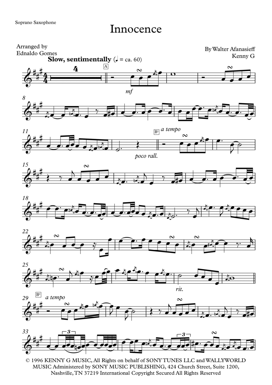 Innocence Innocence Soprano Saxophone scores gallery preview page 1