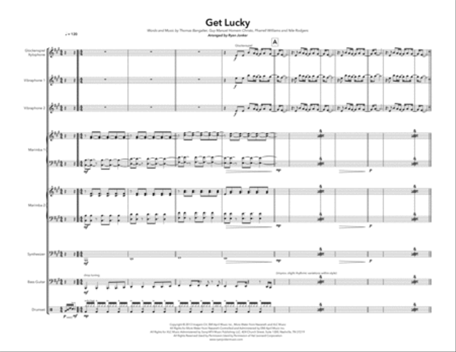 Get Lucky Percussion Ensemble scores gallery preview page 2