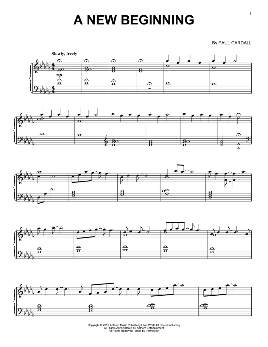 A New Beginning Piano Solo scores gallery preview page 1