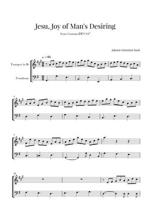Bach - Jesu, Joy of Man's Desiring for Trumpet in Bb and Trombone