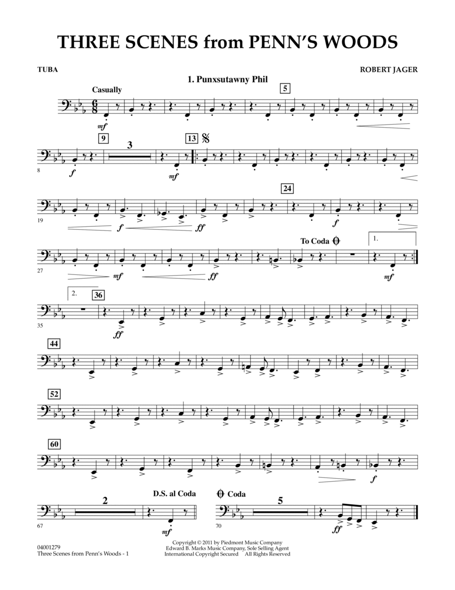 Three Scenes From Penn's Woods - Tuba Concert Band scores gallery preview page 1
