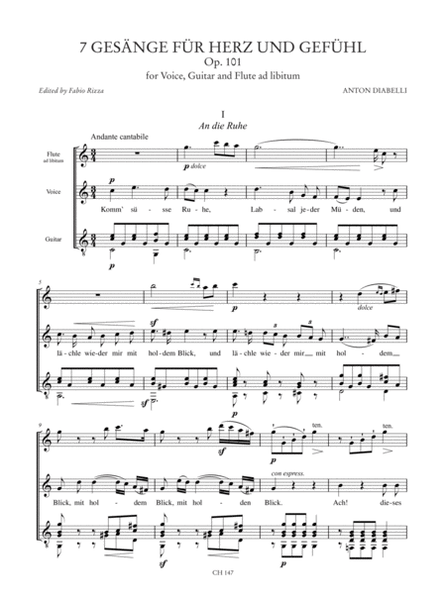 7 Gesänge für Herz und Gefühl Op. 101 for Voice, Guitar and Flute ad libitum