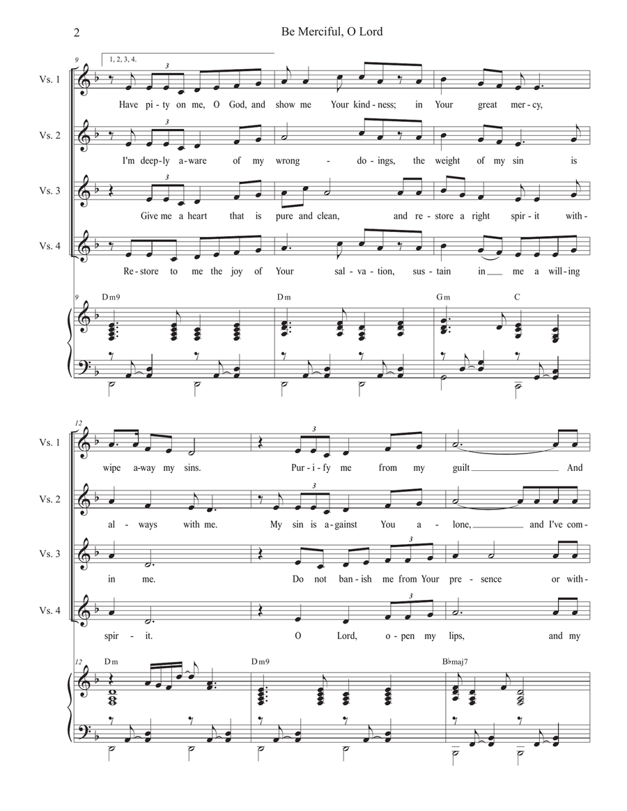 Be Merciful, O Lord (Unison choir) Unison Choir scores gallery preview page 2