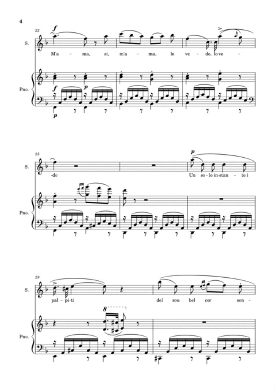 Una Furtiva Lagrima (Soprano in Dm) Piano, Vocal, Guitar scores gallery preview page 4