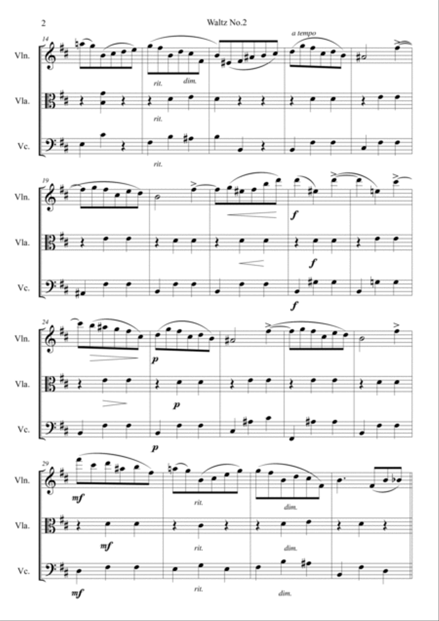 Waltz No.10 in B Minor Op.69, No.2 String Trio scores gallery preview page 2