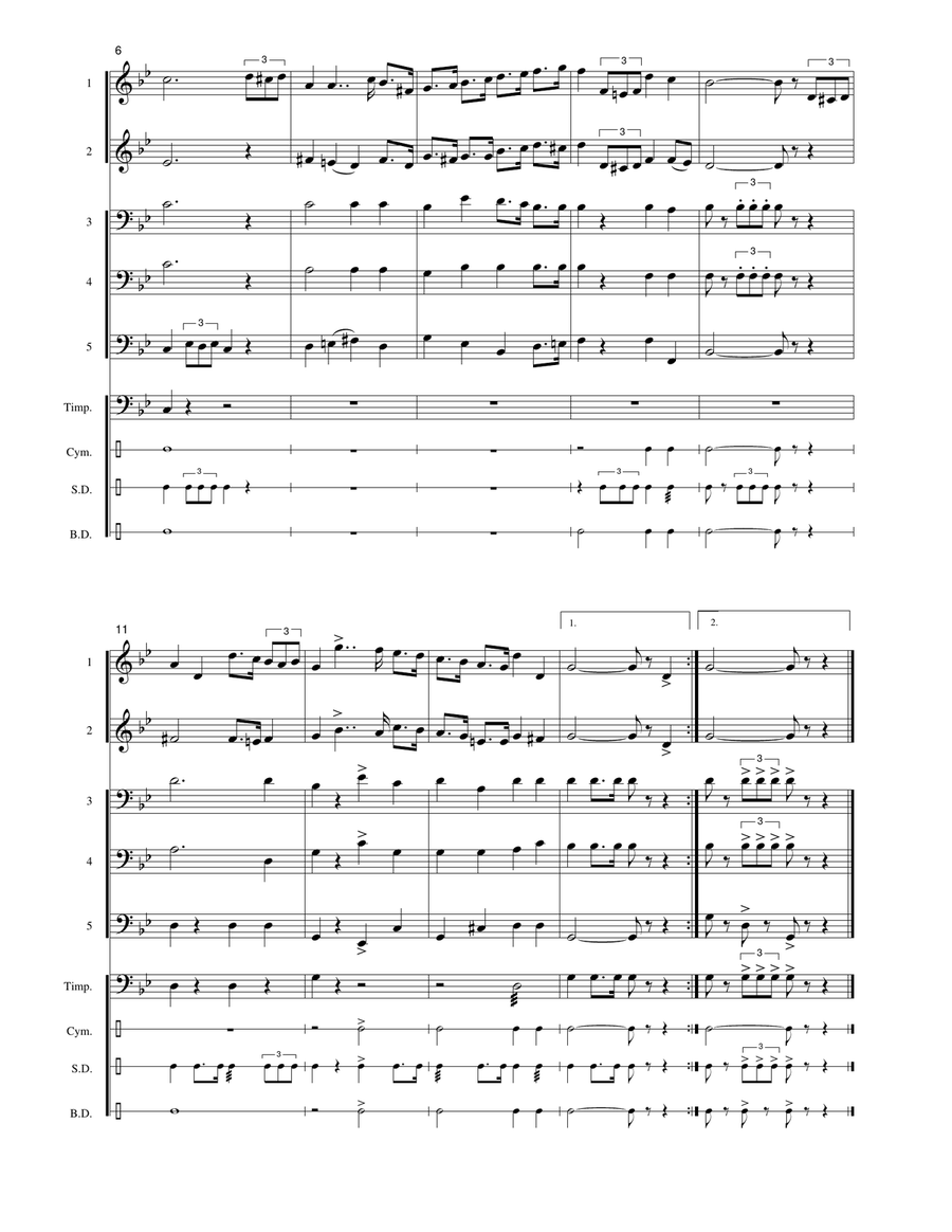 Turkey National Anthem: İstikal Marşi (Independence March) Concert Band scores gallery preview page 5