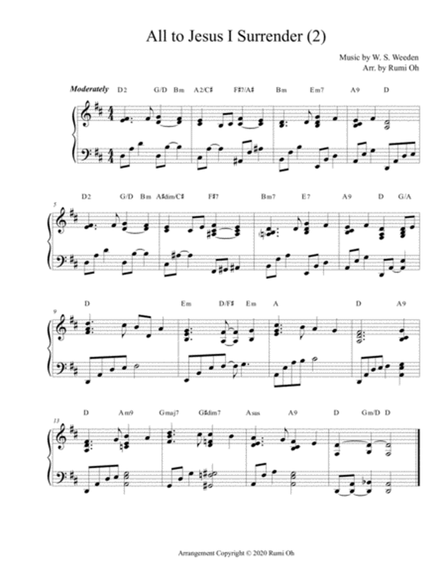 [All to Jesus I Surrender] Favorite hymns arrangements with 3 levels of difficulties for beginner an image number null