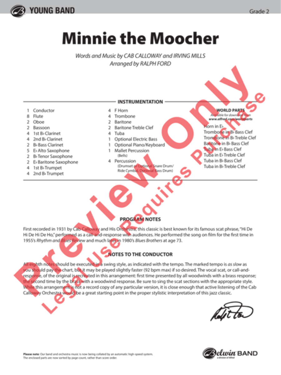 Minnie the Moocher Concert Band scores gallery preview page 2