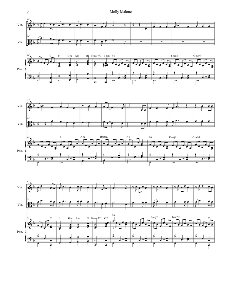 Molly Malone (Duet for Violin and Viola) String Duet scores gallery preview page 3