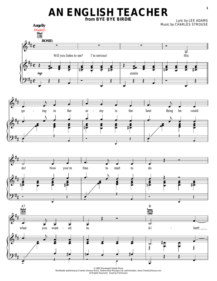 An English Teacher An English Teacher Piano, Vocal, Guitar scores gallery preview page 1