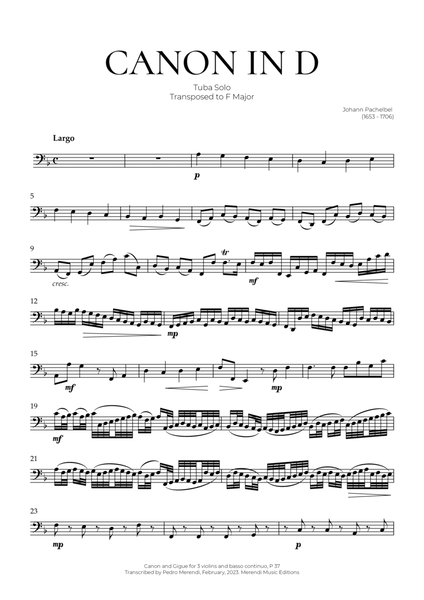 Canon in D (Tuba Solo) - Johann Pachelbel image number null