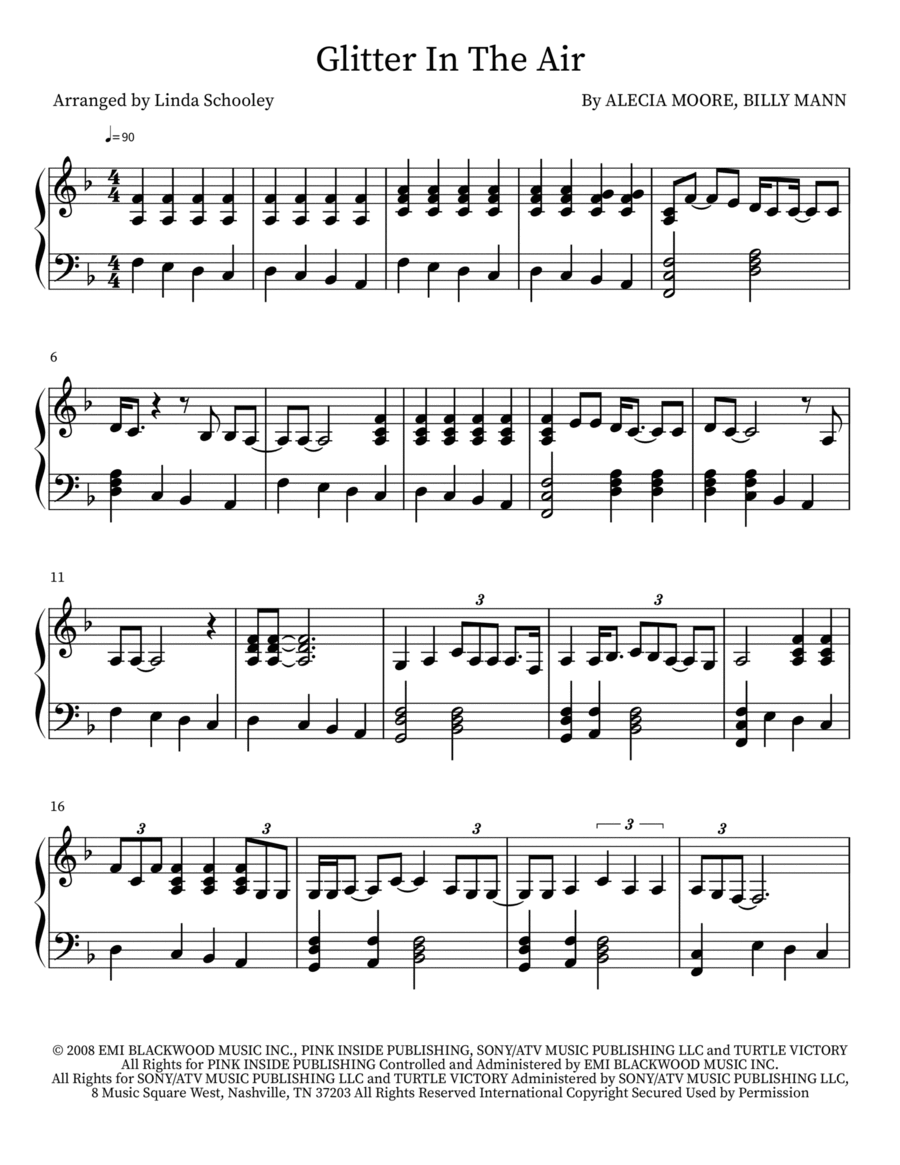 Glitter In The Air Piano Solo scores gallery preview page 1