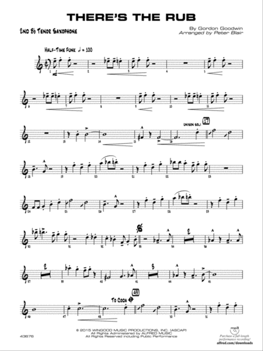 There's the Rub: 2nd B-flat Tenor Saxophone Jazz Ensemble scores gallery preview page 1