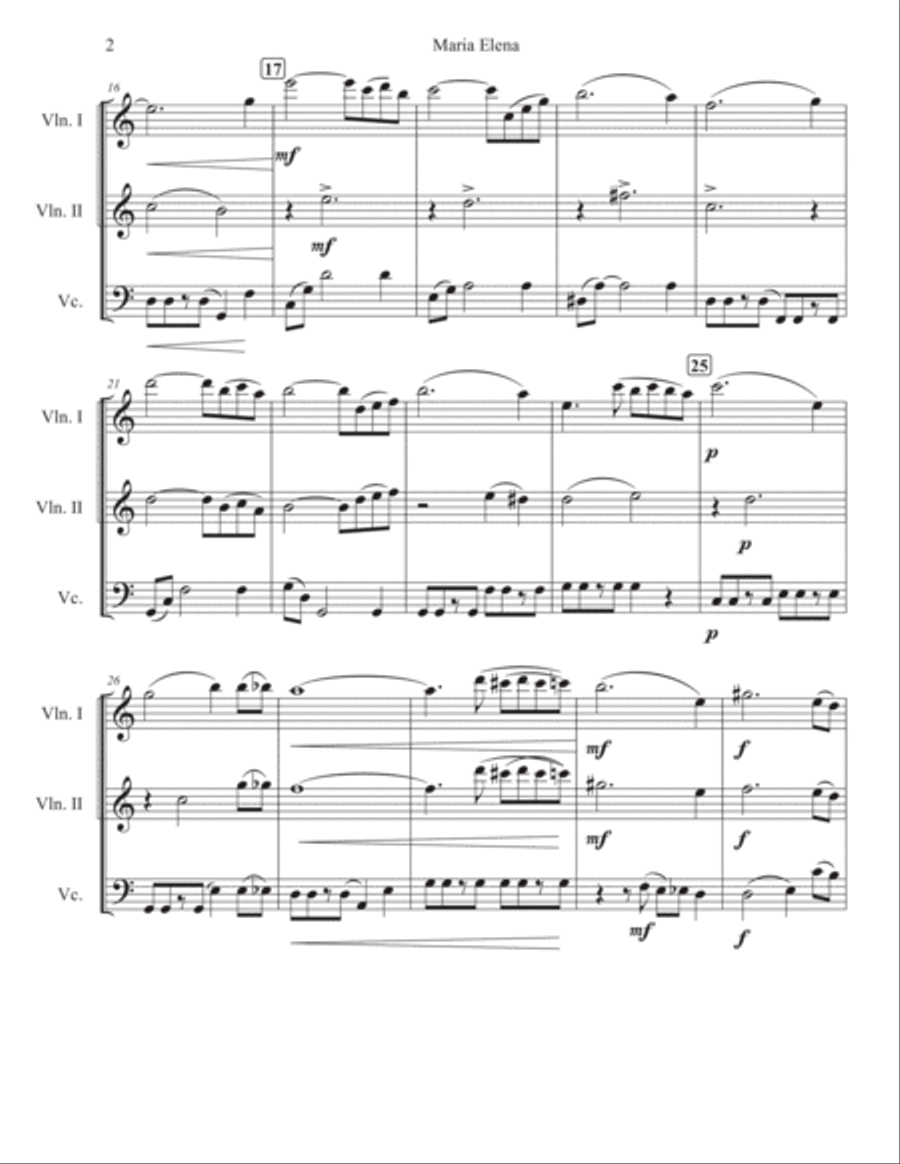 Maria Elena Maria Elena String Trio scores gallery preview page 2
