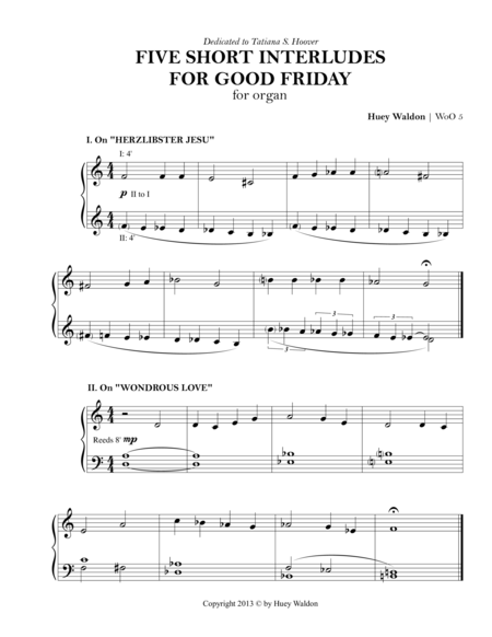 Five Short Interludes for Good Friday, for Organ