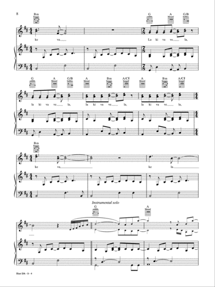 Blue Silk Piano, Vocal, Guitar scores gallery preview page 4