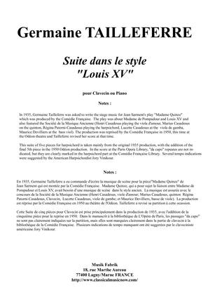 Germaine Tailleferre - Suite dans le Style Louis XV for harspichord or piano