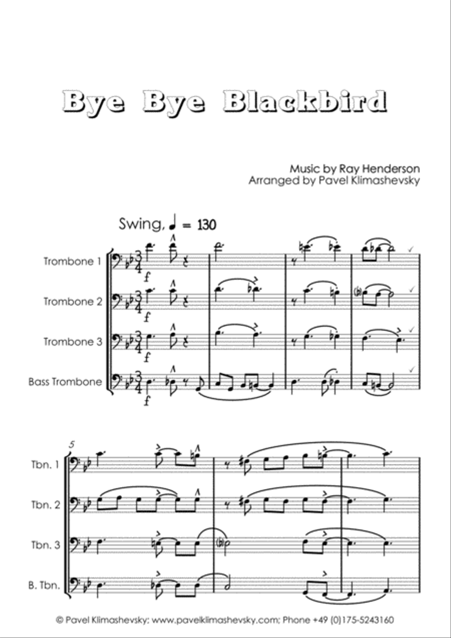 Bye Bye Blackbird Brass Ensemble scores gallery preview page 1
