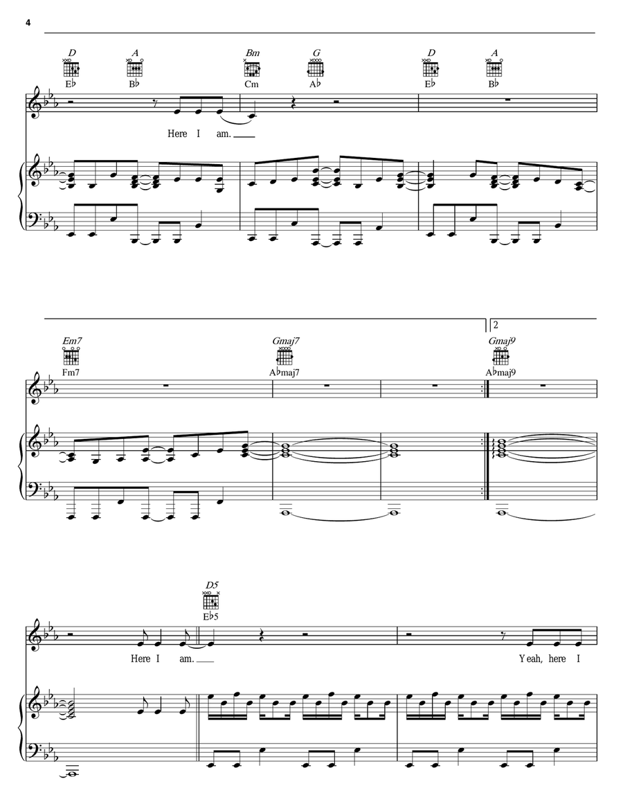 Here I Am (End Title) Piano, Vocal, Guitar scores gallery preview page 4