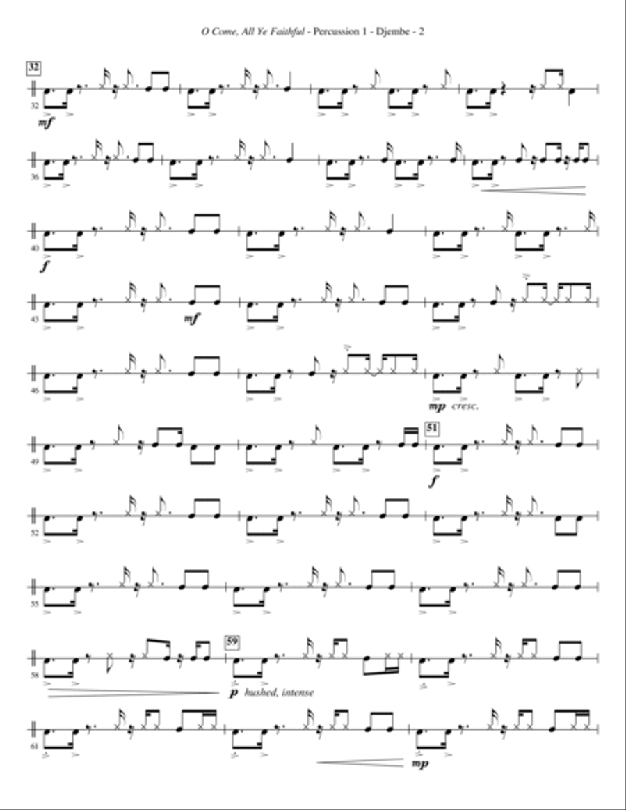 O Come, All Ye Faithful (arr. Jacob Narverud) - Djembe A Cappella scores gallery preview page 2