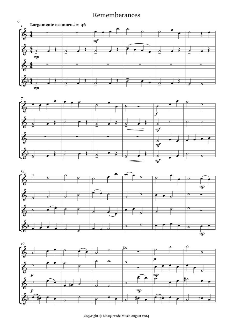 Sax Starters; 10 Easy AAAT/SAAT Sax Quartets for beginners (includes optional Bb sop/Clarinet part) Saxophone Quartet scores gallery preview page 5
