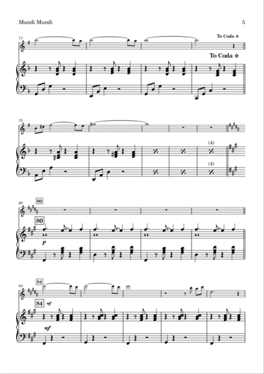 Mundi Mundi Tenor Saxophone scores gallery preview page 6