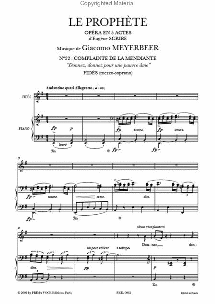 Donnez, donnez pour une pauvre ame from Le Prophete Mezzo-Soprano Voice scores gallery preview page 2