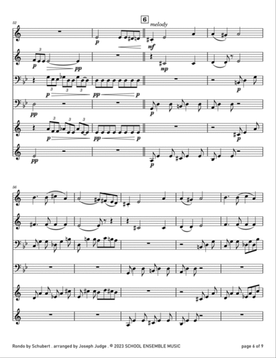 Rondo by Schubert for Brass Quartet in Schools Brass Quartet scores gallery preview page 6