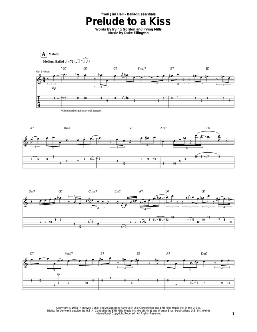 Prelude To A Kiss Electric Guitar scores gallery preview page 1