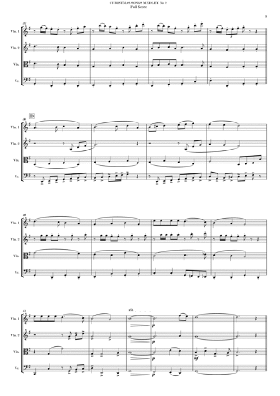 CHRISTMAS SONGS MEDLEY Nº 2 String Quartet scores gallery preview page 5