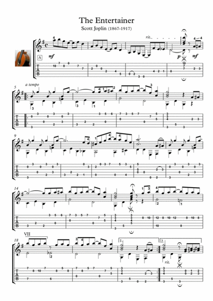 The Entertainer Guitar ragtime fingerstyle image number null