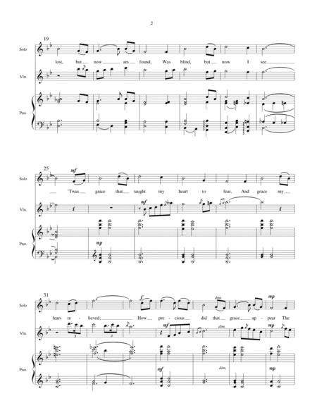 Amazing Grace—High-Range Vocal Solo, Fiddle, and Piano image number null