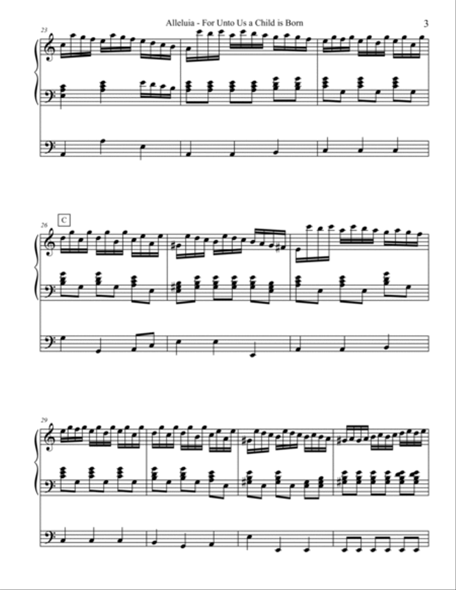Alleluia For Unto Us A Child is Born ORGAN BRASS Choir scores gallery preview page 3