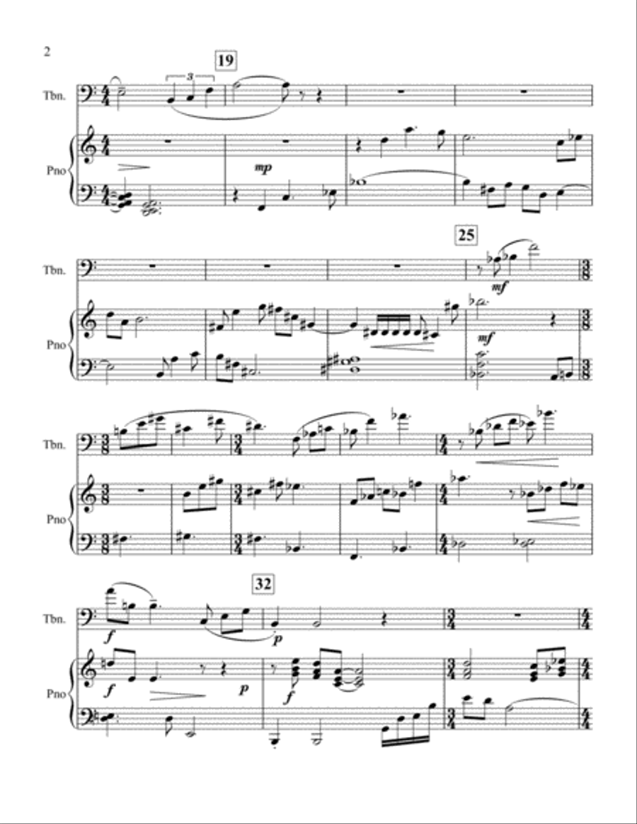 Sonata for Trombone and Piano Piano scores gallery preview page 2