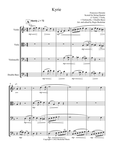 Kyrie (Durante) (String Quartet - 1 Violin, 1 Viola, 1 Cello, 1 Bass)