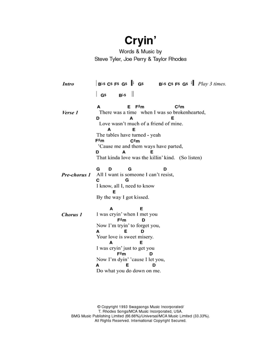 Cryin' Easy Guitar scores gallery preview page 1