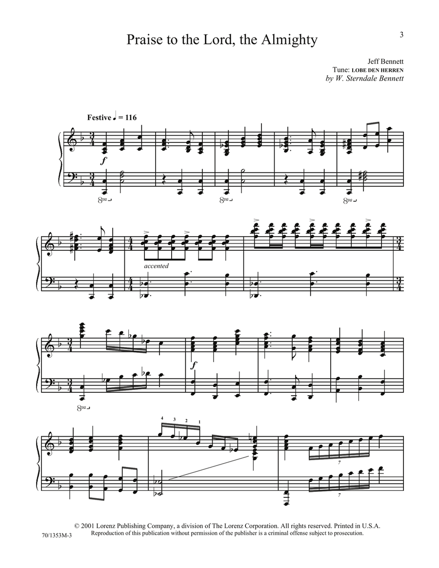 Praise to the Lord, the Almighty (Digital Download) Piano scores gallery preview page 2