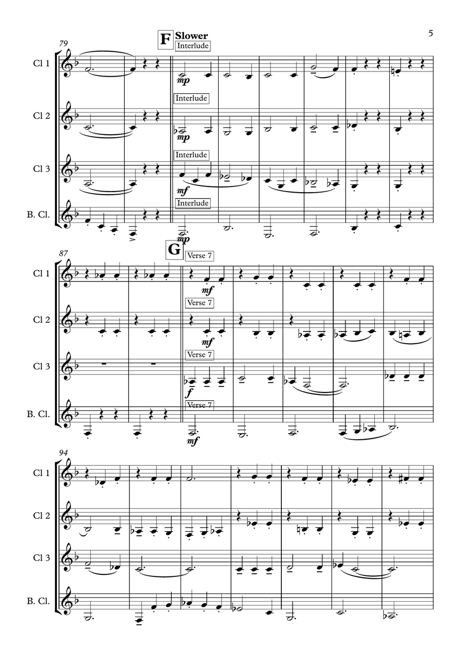 Eton Boating Song Eton Boating Song Clarinet Quartet scores gallery preview page 5