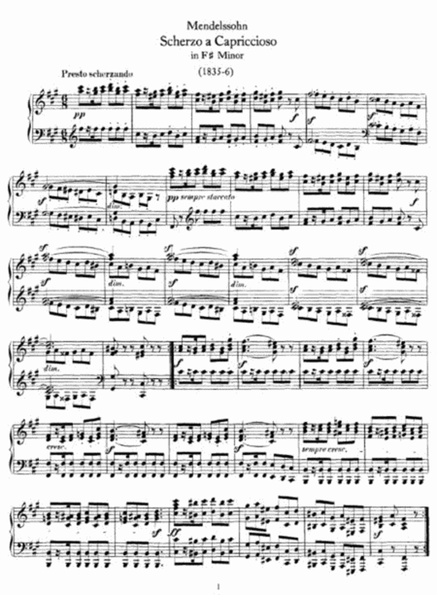 Mendelssohn - Scherzo a Capriccioso in F# Minor (1835-6)