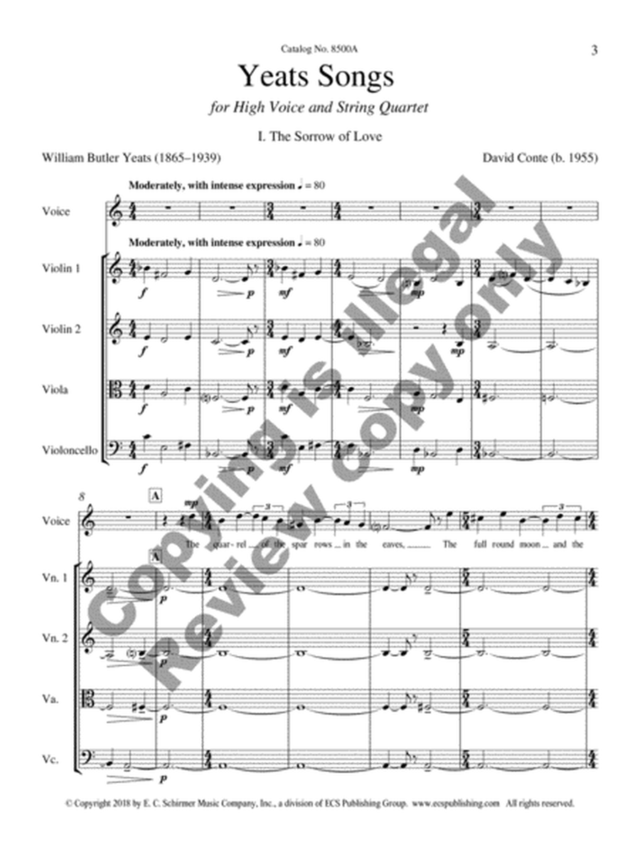 Yeats Songs (Full Score and Parts Set)
