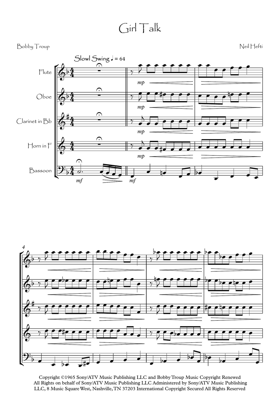 Girl Talk Woodwind Quintet scores gallery preview page 2