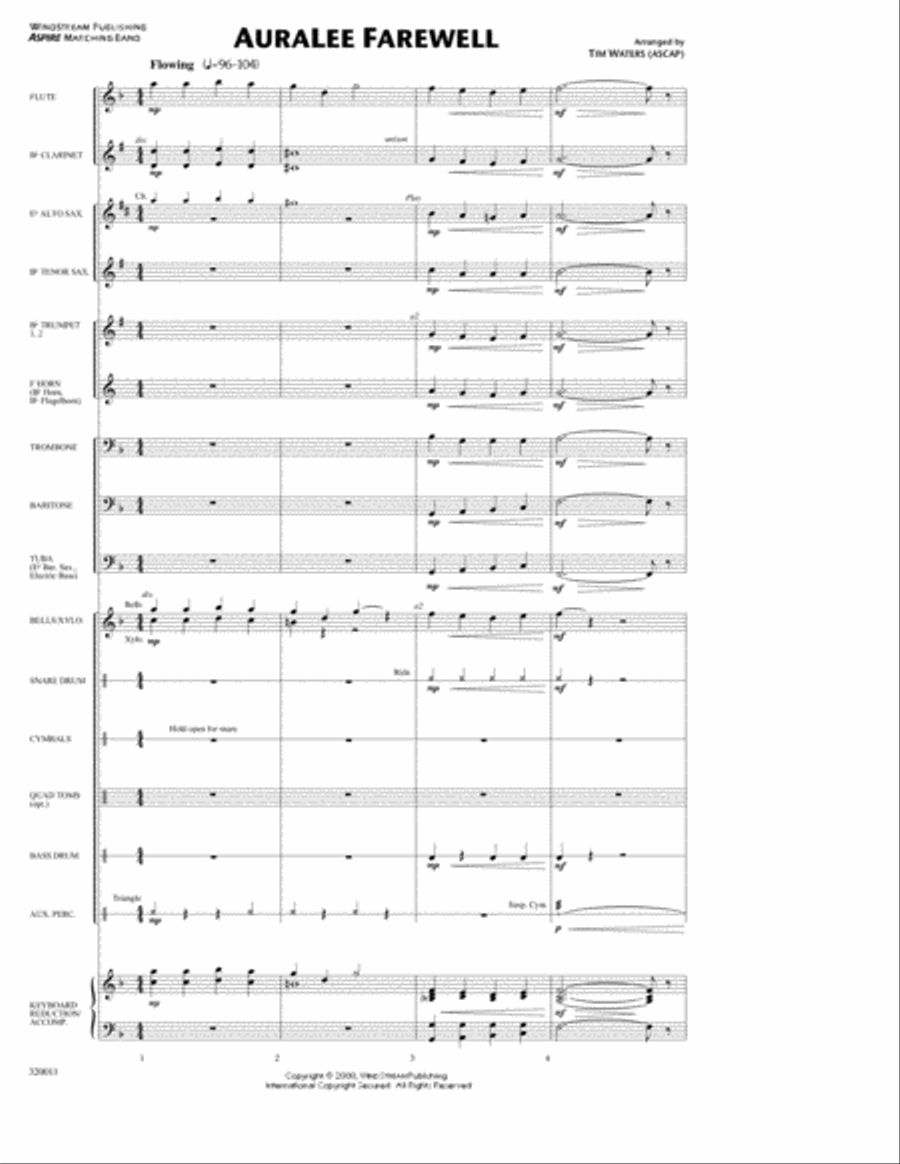Aura Lee Farewell Marching Band scores gallery preview page 1